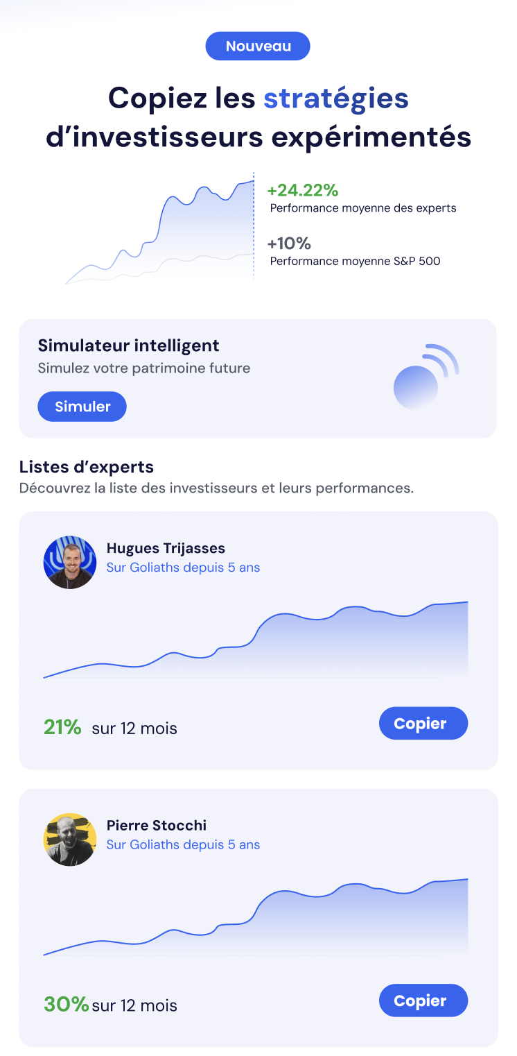 Aperçu de l'application Goliaths — Copy Invest